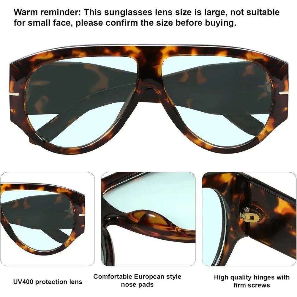 Oversized Retro Aviator Sunglasses Women Men Vintage Style Sun Glasses